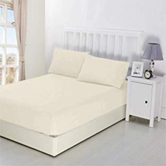 Cearceaf de pat  simplu , fara elastic , 250x240 cm bumbac ranforce , crem unt