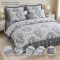 Lenjerie de pat   LUXURY   pentru 2 persoane ,  bumbac premium , model alb gri , cu 4 fete de perna cu volanase -ambalata in cutie eleganta 