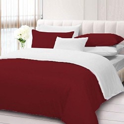 Lenjerie de Pat, Bumbac Ranforce  , 250 x 240 , 50X70, 220 X 200, 4 piese , visiniu -alb