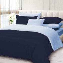 Lenjerie de Pat, Bumbac Ranforce ,  Negru  - Albastru deschis  ,250 x 240 cm, 50X70, 180 X 200, 4 piese