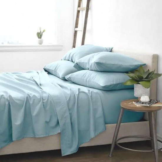 Cearceaf de pat  simplu , fara elastic , 250x240 cm bumbac ranforce , Light  Skyblue 