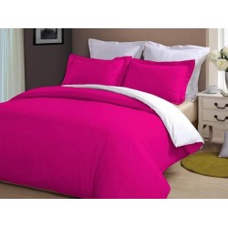 Lenjerie de Pat, Bumbac Ranforce ,  White - Dark Pink , 250 x 240 , 50X70, 220X200, 4 piese