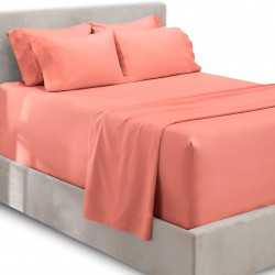 Cearceaf de pat  simplu , fara elastic , 250x240 cm bumbac ranforce ,  corai inchis
