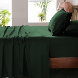 Cearceaf de pat  simplu , fara elastic , 250x240 cm bumbac ranforce ,  Forest Green 