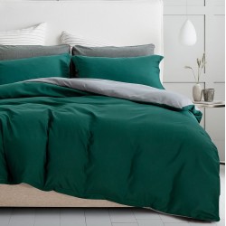 Lenjerie de Pat, Bumbac Ranforce ,   2 persoane, 250 x 240 , 50X70, 220X200, 4 piese, verde inchis  -  gri 