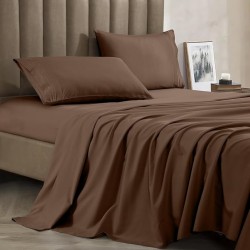 Cearceaf de pat  simplu , fara elastic , 250x240 cm bumbac ranforce ,  maro inchis