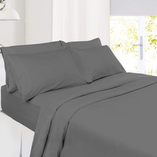 Cearceaf de pat  simplu , fara elastic , 250x240 cm bumbac ranforce ,  gri  petrol