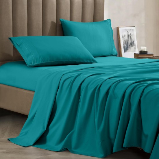 Cearceaf de pat  simplu , fara elastic , 250x240 cm bumbac ranforce , albastru petrol