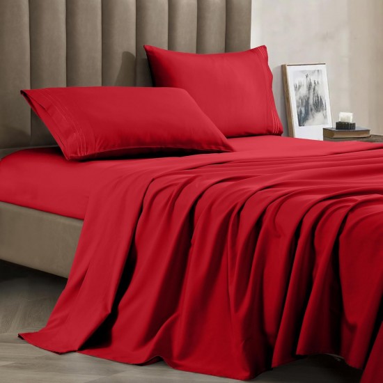 Cearceaf de pat  simplu , fara elastic , 250x240 cm bumbac ranforce , Red Wine