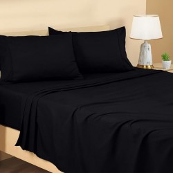 Lenjerie de Pat, Bumbac Ranforce , 2 persoane, 250 x 240 , 50X70, 220X200, 4 piese ,  negru uni 