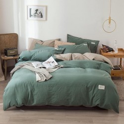 Lenjerie de Pat, Bumbac Ranforce, Verde menta - Light  Beige , 2 persoane, 50X70, 220X200, 4 piese