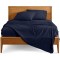 Cearceaf de pat  simplu , fara elastic , 250x240 cm bumbac ranforce ,  Navy 