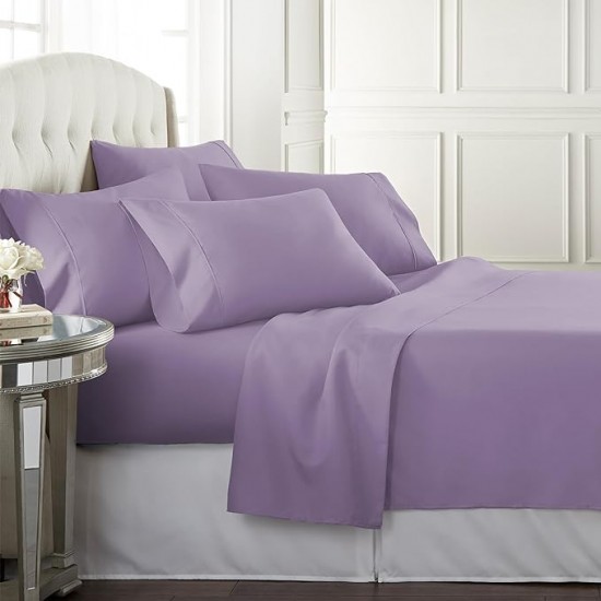 Cearceaf de pat dublu extra , simplu , fara elastic pentru saltele inalte, 280 x 280 cm , bumbac ranforce ,  lila inchis