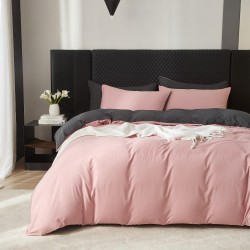Lenjerie de Pat, Bumbac Ranforce , Roz prafuit - Gri antracit   , 250 x 50X70, 180 X 200, 4 piese