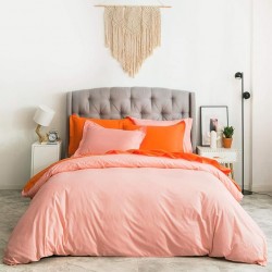 Lenjerie de Pat, Bumbac Ranforce ,Dark Orange -Somon   2 persoane, 250 x 240 , 50X70, 220X200, 4 piese