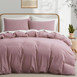 Lenjerie de Pat, Bumbac Ranforce  , 250 x 240 cm, 50X70, 180 X 200, 4 piese, Mauve -White
