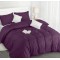 Lenjerie de Pat, Bumbac Ranforce ,White -Dark Purple,  2 persoane, 250 x 240 , 50X70, 220X200, 4 piese