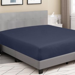 Cearceaf de pat cu elastic la saltea 280 x 280 cm bumbac ranforce bleumarin