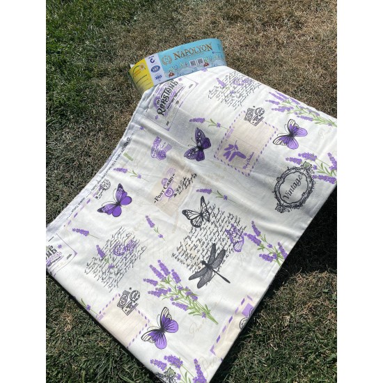 Set 2 paturici din finet,  100 x 100 cm cu model lavanda mov pentru fetite 