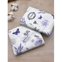 Set 2 paturici din finet,  100 x 100 cm cu model lavanda mov pentru fetite 