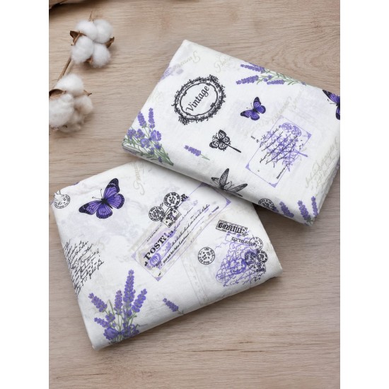 Set 2 paturici din finet,  100 x 100 cm cu model lavanda mov pentru fetite 