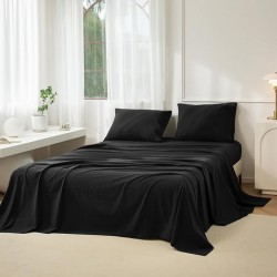 Cearceaf de pat  simplu , fara elastic , 250x240 cm bumbac ranforce , Black 