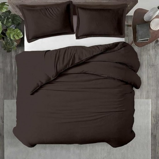 Lenjerie de Pat, Bumbac Ranforce ,   2 persoane, 250 x 240 , 50X70, 180 X 200, 4 piese, Brown -White
