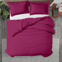 Lenjerie de Pat, Bumbac Ranforce ,   2 persoane, 250 x 240 , 50X70, 180 X 200, 4 piese,  Fucsia - Alb