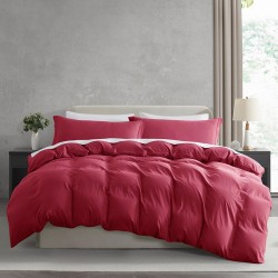 Lenjerie de Pat, Bumbac Ranforce ,   2 persoane, 250 x 240 , 50X70, 180 X 200, 4 piese,  Visiniu -Alb 
