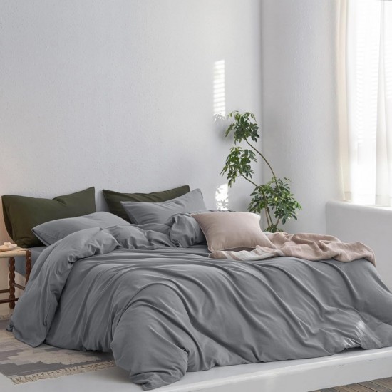Lenjerie de Pat, Bumbac Ranforce ,   2 persoane, 250 x 240 , 50X70, 180 X 200, 4 piese,  Grey  LIght