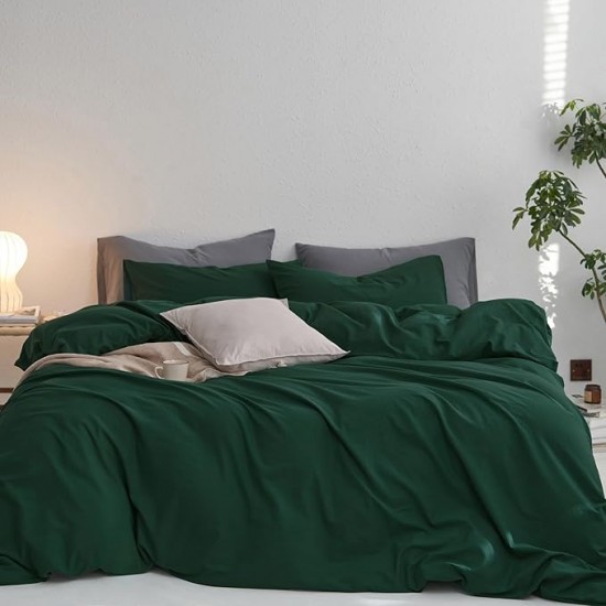 Lenjerie de Pat, Bumbac Ranforce ,   2 persoane, 250 x 240 , 50X70, 180 X 200, 4 piese,  Verde Inchis