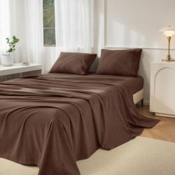 Cearceaf de pat  simplu , fara elastic , 250x240 cm bumbac ranforce ,  Maro chocolate deschis