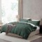 Lenjerie de Pat, Bumbac Ranforce ,   2 persoane, 250 x 240 , 50X70, 180 X 200, 4 piese,  Verde inchis -Alb