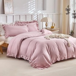 Cearceaf de pat  simplu , fara elastic , pentru pat dublu ,  250 x 240 cm bumbac ranforce ,   mauve  uni cu volanase