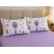Cearceaf de pat  cu elastic , pentru o saltea de 1 persoana ,    140  x 200 cm , bumbac ranforce,   mov lavanda + 2 fete de perna cu model lavanda  nr 1