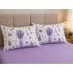 Cearceaf de pat  cu elastic , pentru o saltea de 1 persoana ,    140  x 200 cm , bumbac ranforce,   mov lavanda + 2 fete de perna cu model lavanda  nr 1