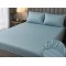 Cearceaf de pat  cu elastic , pentru  saltea de  2  persoane,   200  x 200 cm ,   damasc turcoaz, in cutie de carton eleganta