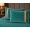 Set 2 fete de perna  decorative 40 x 60 cm , catifea  verde menta cu accesorii aurii