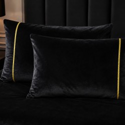 Set 2 fete de perna  decorative 45 x 45 cm , catifea neagra cu accesorii aurii