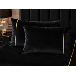 Set 2 fete de perna  decorative 45 x 45 cm , catifea neagra cu accesorii aurii