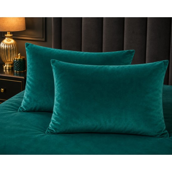 Set 2 fete de perna  decorative 45 x 45 cm , catifea  verde menta simple 
