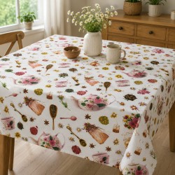 Fata de masa  , bumbac impermeabil , 160 x 3,5 m ,  ideala pentru 10 -15 persoane , antimurdarire 