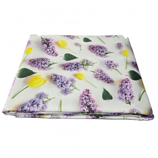 Fata de masa  model  flori , bumbac impermeabil , 160 x  2 m , ideala pentru   6-8   persoane , antimurdarire 