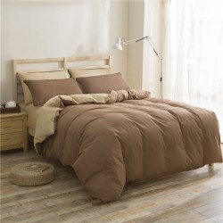 Lenjerie de Pat, Bumbac Ranforce ,   1  persoana, 150 x 240 , 50X70,  140 X 200, 4 piese,  maro inchis -maro deschis