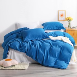 Lenjerie de Pat, Bumbac Ranforce ,   2 persoane, 250 x 240 , 50X70, 220X200, 4 piese,  Blue  -White