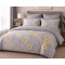 Lenjerie de Pat, Bumbac Ranforce  , 250 x 240 , 50X70,  70 x 70, 40 x 40 ,  220 X 200, 8  piese , Gri cu floricele