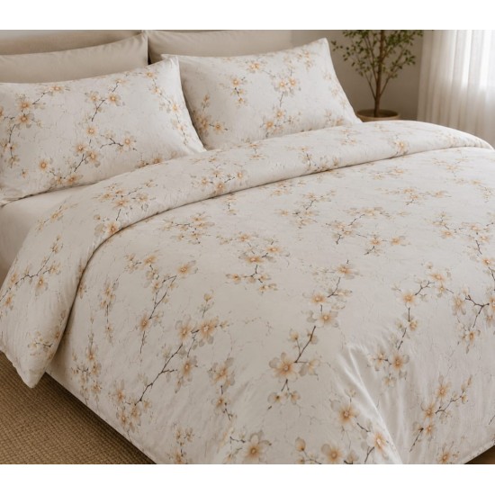 Lenjerie de Pat, Bumbac Ranforce  , 250 x 240 , 50X70,  220 X 200, 4 piese  , Model 5 D cu flori , in cutie de carton eleganta