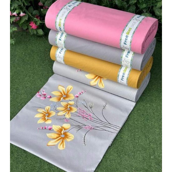 Lenjerie de Pat, Bumbac Ranforce   ,250 x 240 cm, 50X70,  240 X 260,  4 piese,  Galben cu floricele