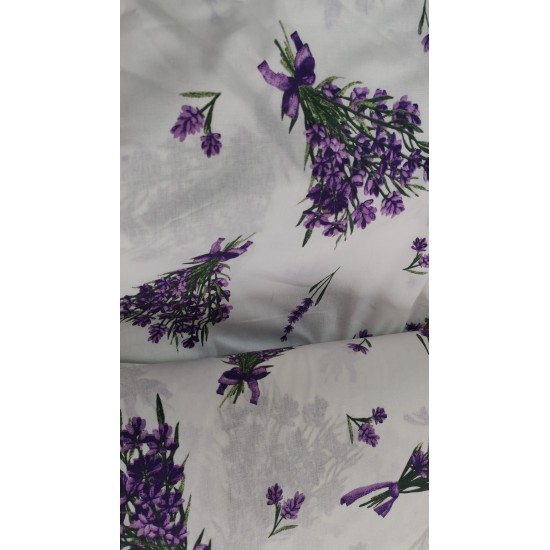 Lenjerie de Pat, Bumbac Ranforce  , 250 x 240 , 50X70,   70 x 70 cm , 220 X 200, 6  piese Mov cu model lavanda 2 