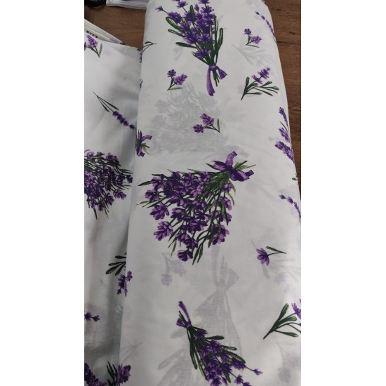 Lenjerie de Pat, Bumbac Ranforce  , 250 x 240 , 50X70,   70 x 70 cm , 220 X 200, 6  piese Mov cu model lavanda 2 